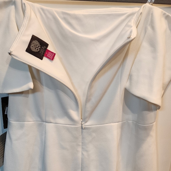 VINCE CAMUTO NWT BOW COLLAR OFF SHOULDER DRESS Size 12 Ivory - Picture 5 of 11